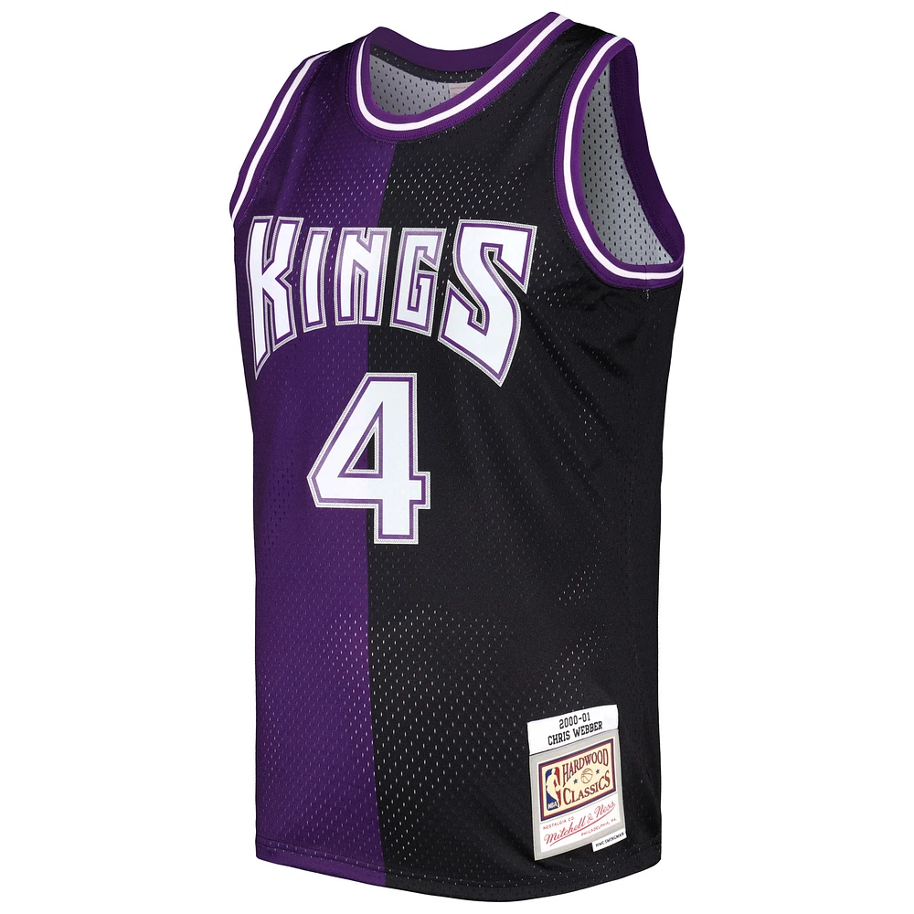 Men's Mitchell & Ness Chris Webber Purple/Black Sacramento Kings Hardwood Classics 2000/01 Split Swingman Jersey