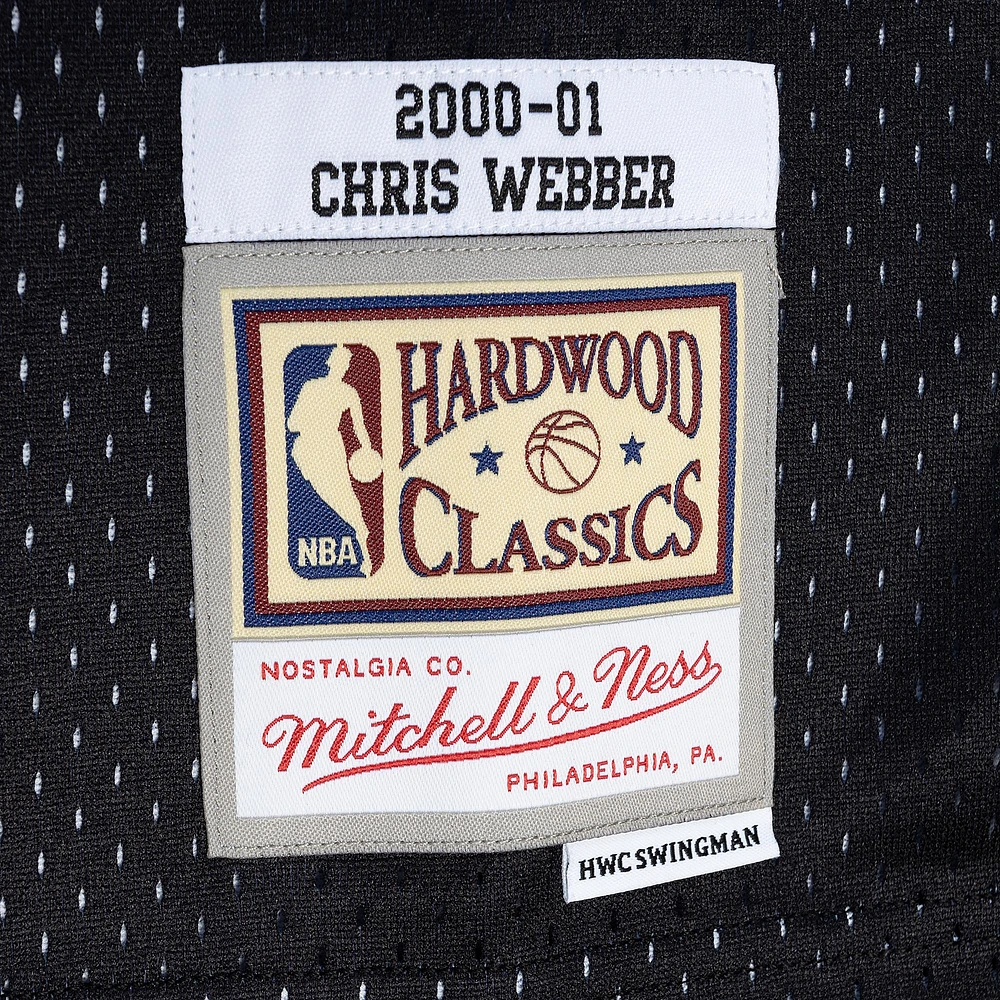 Men's Mitchell & Ness Chris Webber Purple/Black Sacramento Kings Hardwood Classics 2000/01 Split Swingman Jersey