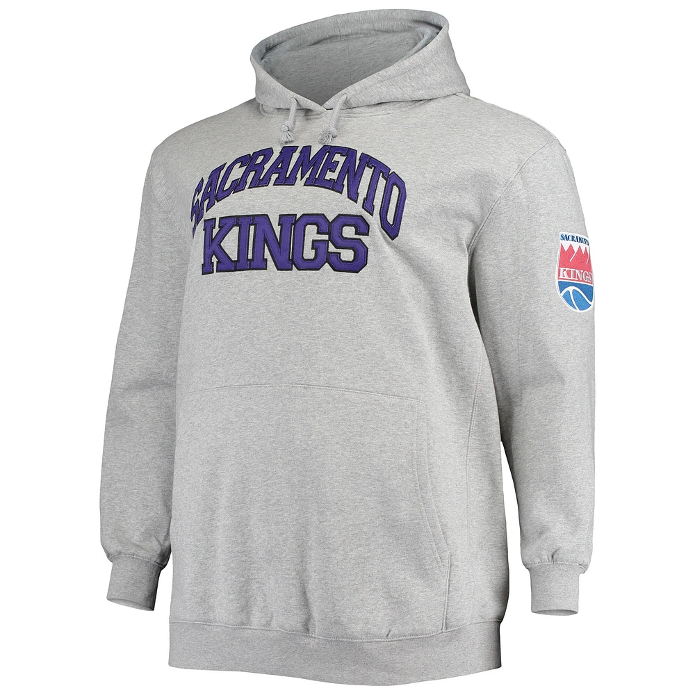 Men's Mitchell & Ness Jason Williams Heathered Gray Sacramento Kings Big Tall Name Number Pullover Hoodie