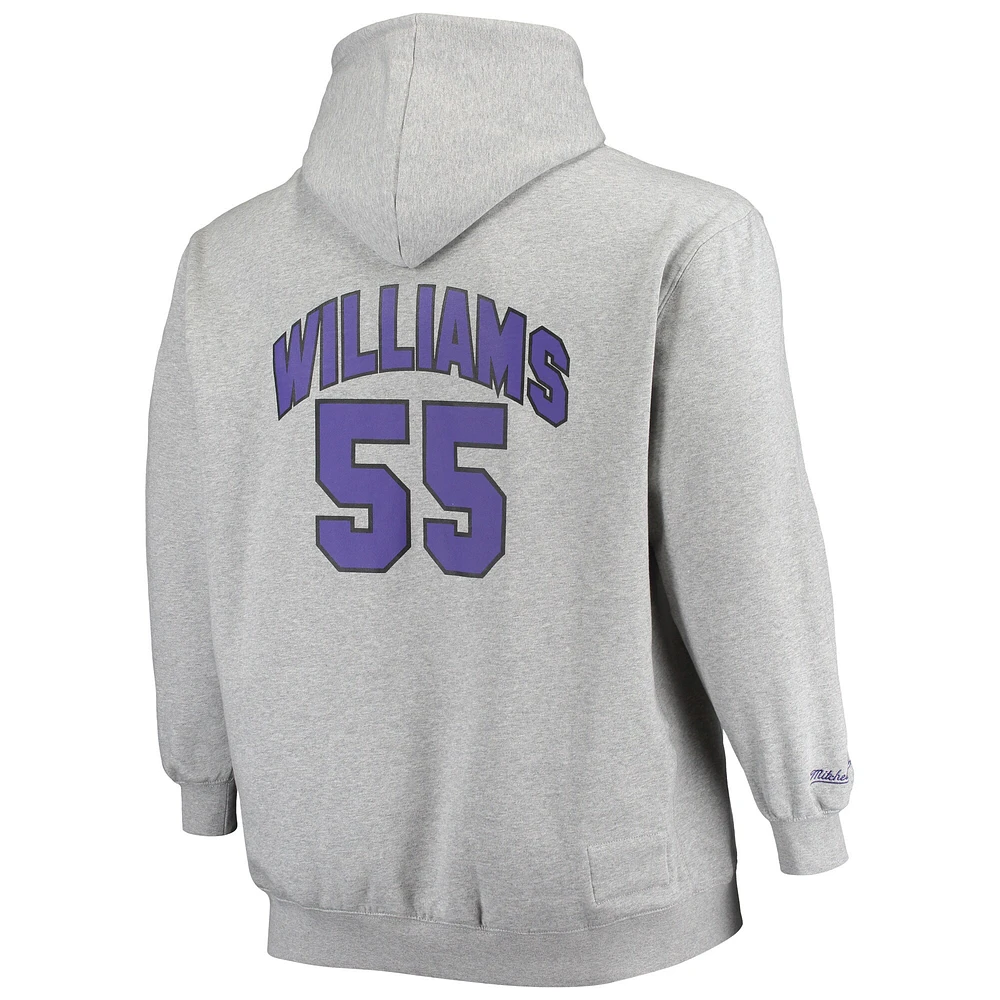 Men's Mitchell & Ness Jason Williams Heathered Gray Sacramento Kings Big Tall Name Number Pullover Hoodie