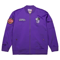 Men's Mitchell & Ness Purple Sacramento Kings Hardwood Classics Nights Team Leader Satin Full-Zip Jacket