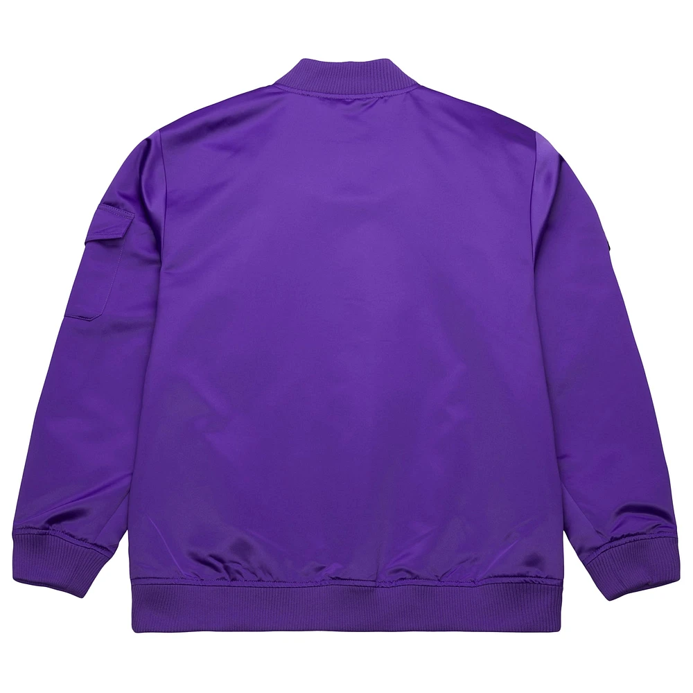Men's Mitchell & Ness Purple Sacramento Kings Hardwood Classics Nights Team Leader Satin Full-Zip Jacket