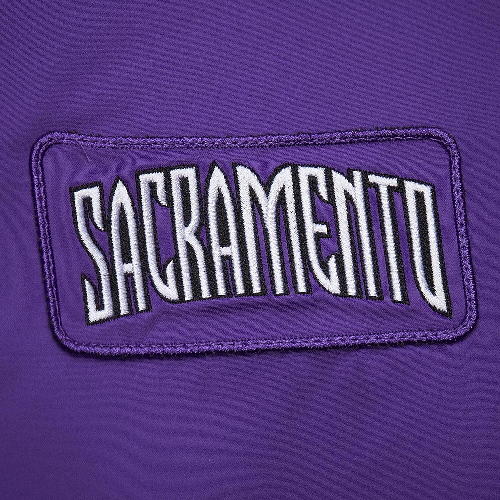 Men's Mitchell & Ness Purple Sacramento Kings Hardwood Classics Nights Team Leader Satin Full-Zip Jacket