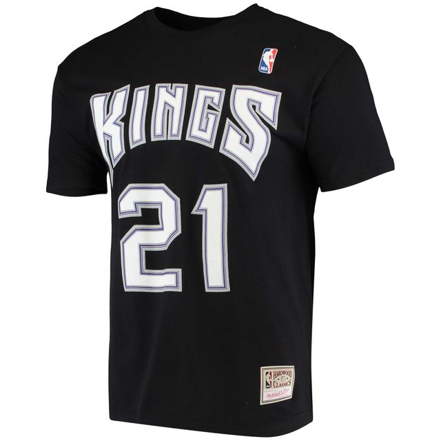 T-shirt avec nom et numéro de point Mitchell & Ness Vlade Divac pour hommes, noir, Sacramento Kings, Hardwood Classics