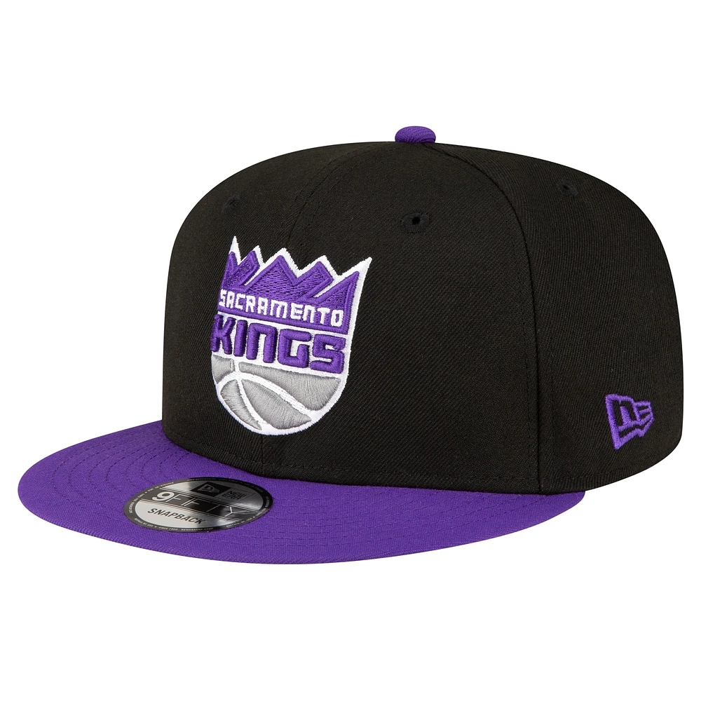 Casquette Snapback 9FIFTY officielle couleur 2 tons de l'équipe des Sacramento Kings New Era pour hommes, noir/violet