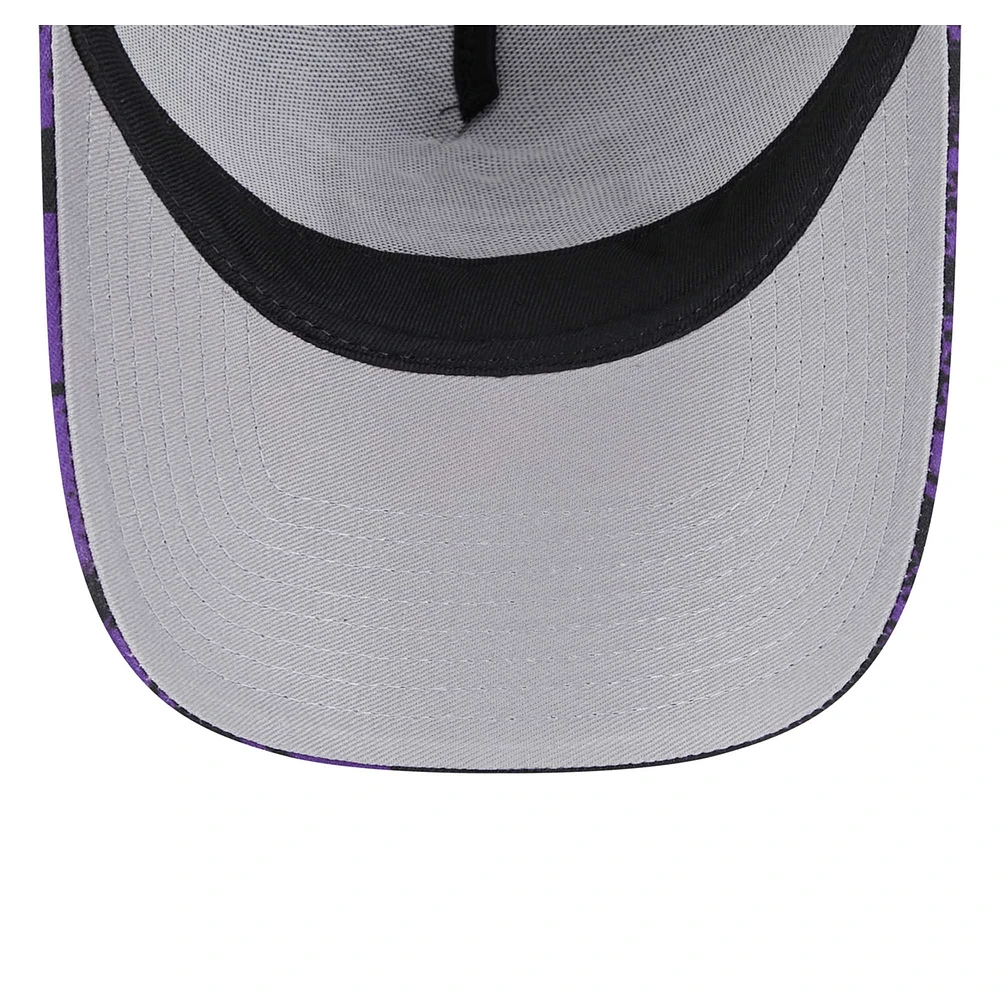 Men's New Era Black/Purple Sacramento Kings Tip Off A-Frame Trucker 9FORTY Adjustable Hat