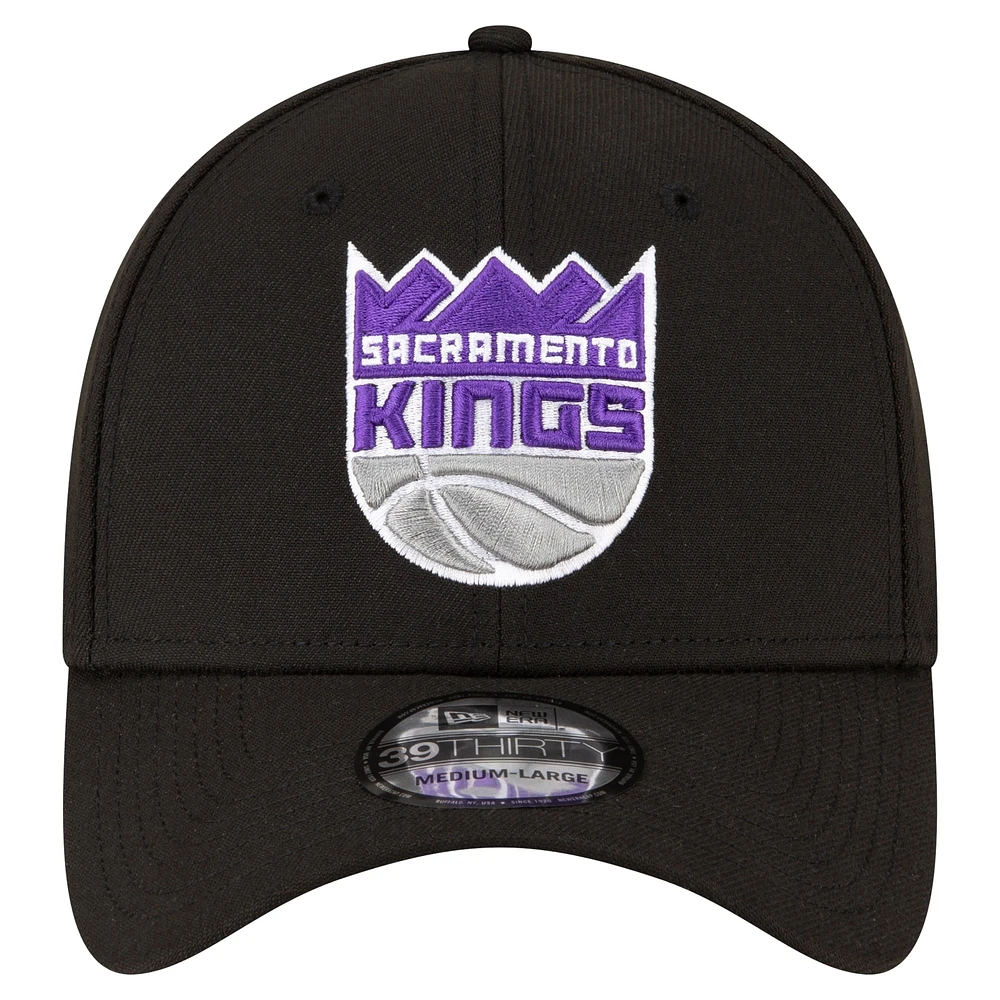 Men's New Era Black Sacramento Kings Logo 39THIRTY Flex Hat