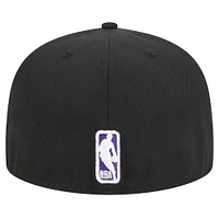 Men's New Era Black Sacramento Kings Sport Night Script Sided 59FIFTY Fitted Hat