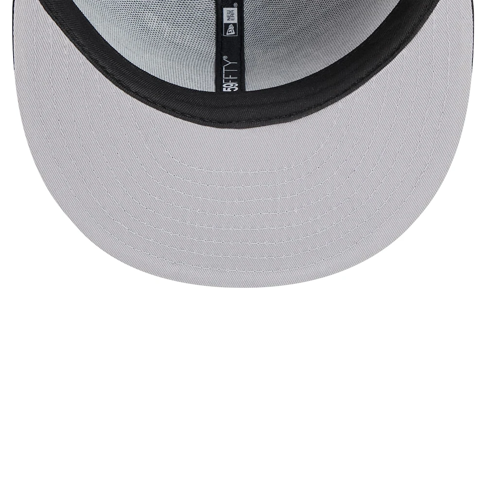 Men's New Era Black Sacramento Kings Sport Night Script Sided 59FIFTY Fitted Hat