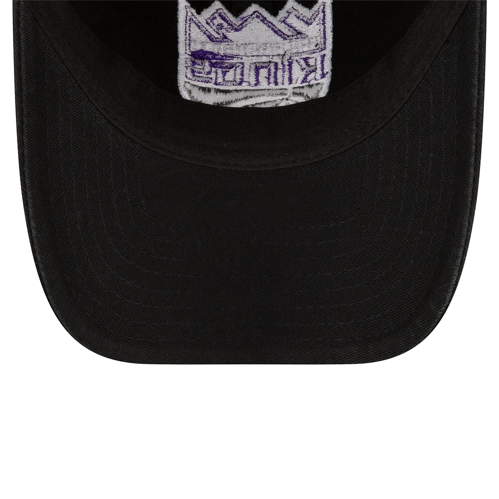 Men's New Era Black Sacramento Kings Team 2.0 9TWENTY Adjustable Hat