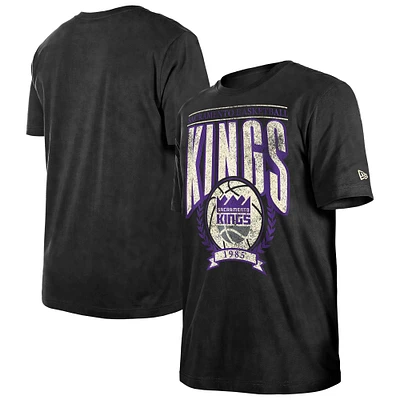 Men's New Era  Black Sacramento Kings Throwback Vintage Boxy Mineral Wash T-Shirt