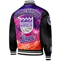 Men's Pro Standard Black Sacramento Kings Sublimated Satin Full-Snap Jacket