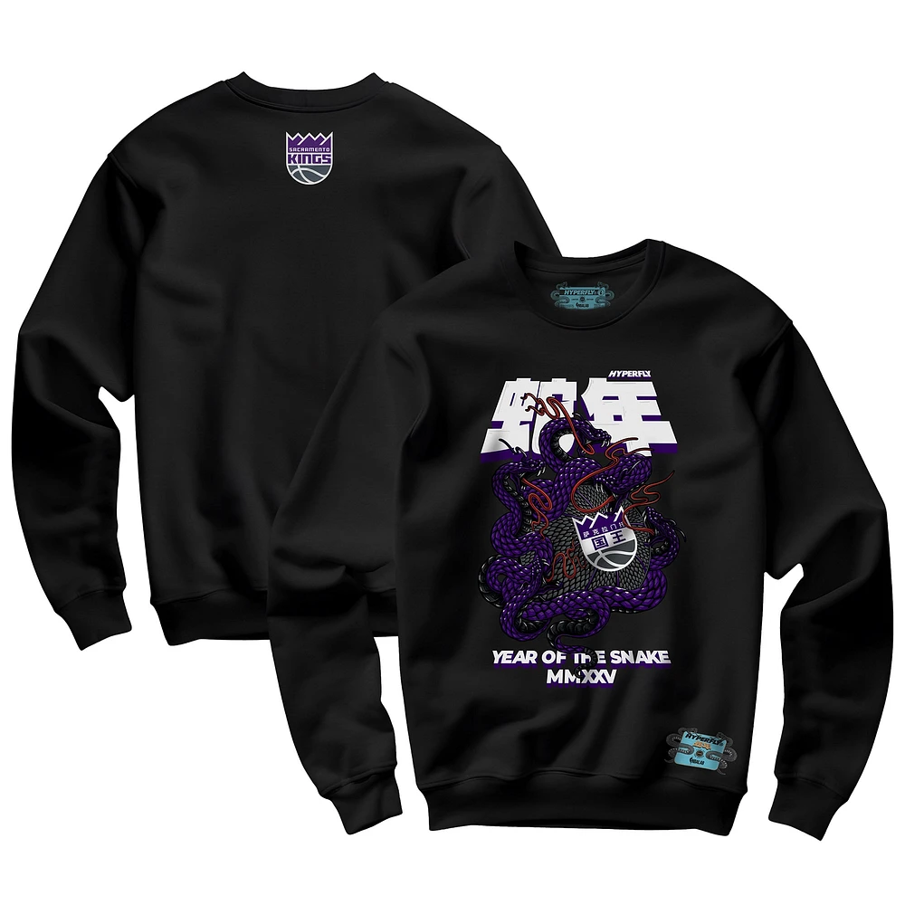 Sweat-shirt unisexe NBALab x Hyperfly Black Sacramento Kings Collection Année du serpent Nouvel An lunaire