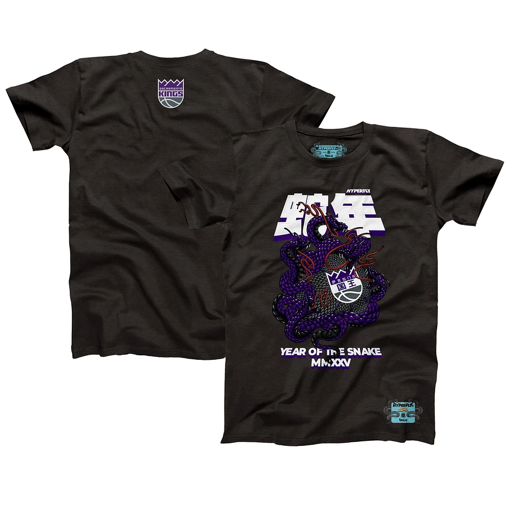T-shirt unisexe NBALab x Hyperfly Heather Black Sacramento Kings Collection Année du serpent Nouvel An lunaire
