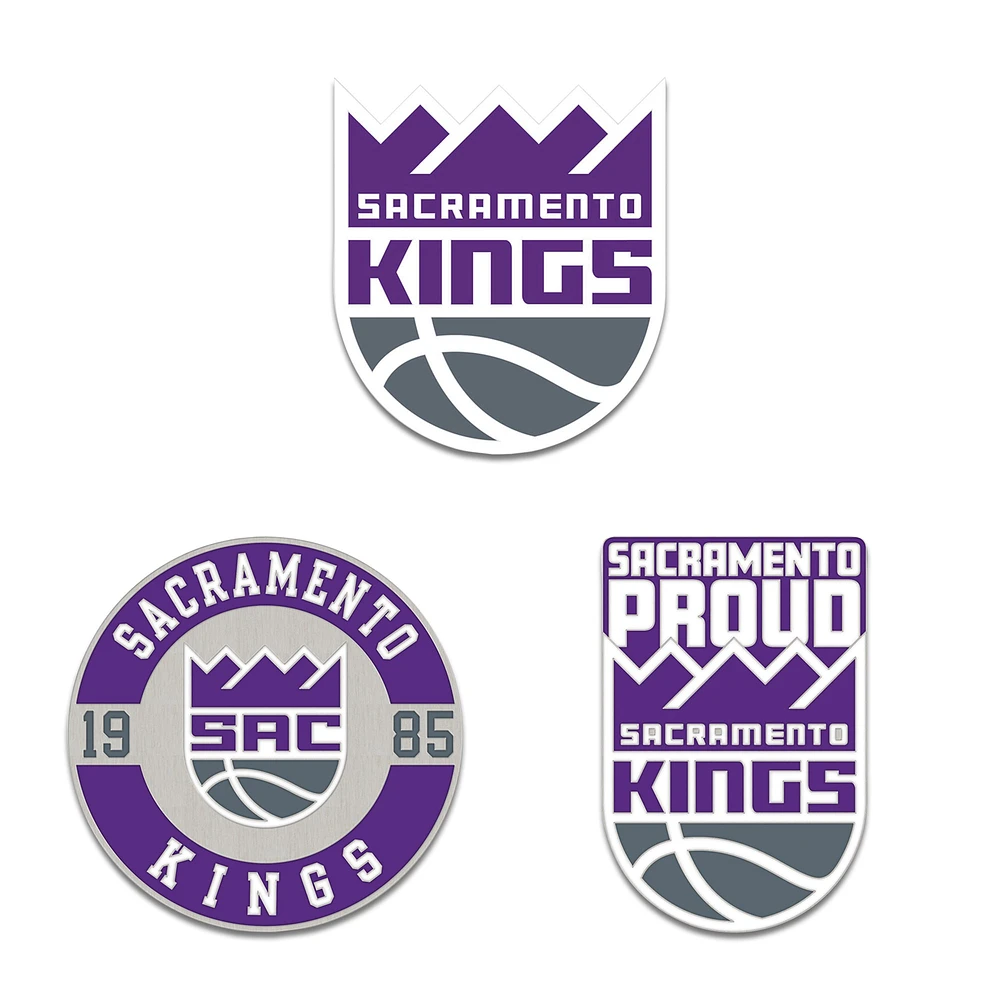 Ensemble de pin de collection WinCraft Sacramento Kings en trois pièces