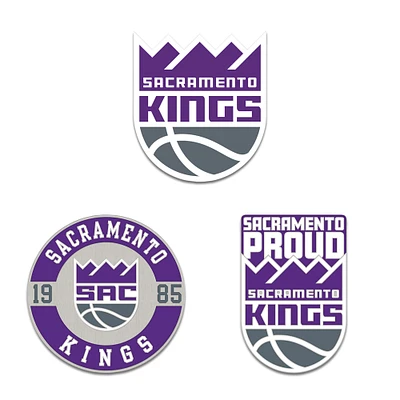 Ensemble de pin de collection WinCraft Sacramento Kings en trois pièces