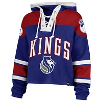 Women's '47 Royal Sacramento Kings 2024/25 City Edition Superior Cropped Lace-Up Pullover Hoodie