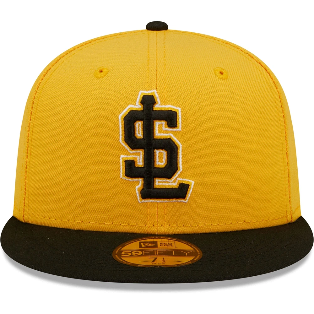 Men's New Era Gold Salt Lake Bees Authentic Collection 59FIFTY Fitted Hat