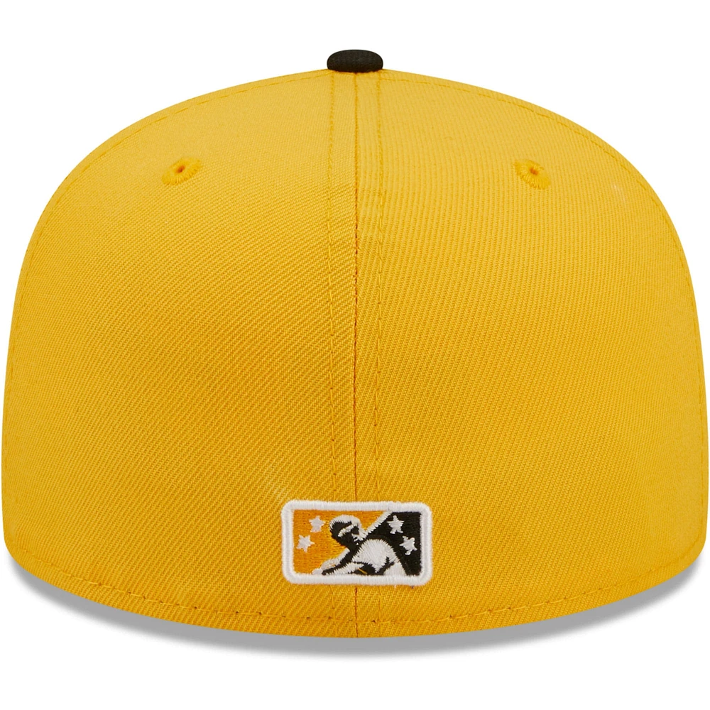 Men's New Era Gold Salt Lake Bees Authentic Collection 59FIFTY Fitted Hat