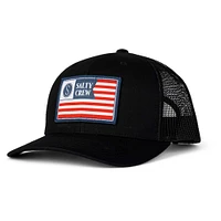 Men's Salty Crew Black Freedom Flag Retro Trucker Adjustable Hat