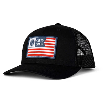 Men's Salty Crew Black Freedom Flag Retro Trucker Adjustable Hat