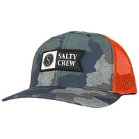 Men's Salty Crew  Camo/Orange Pinnacle 2 Retro Trucker Snapback Hat