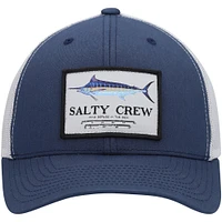 Men's Salty Crew Navy/Silver Marlin Mount Retro Trucker Snapback Hat