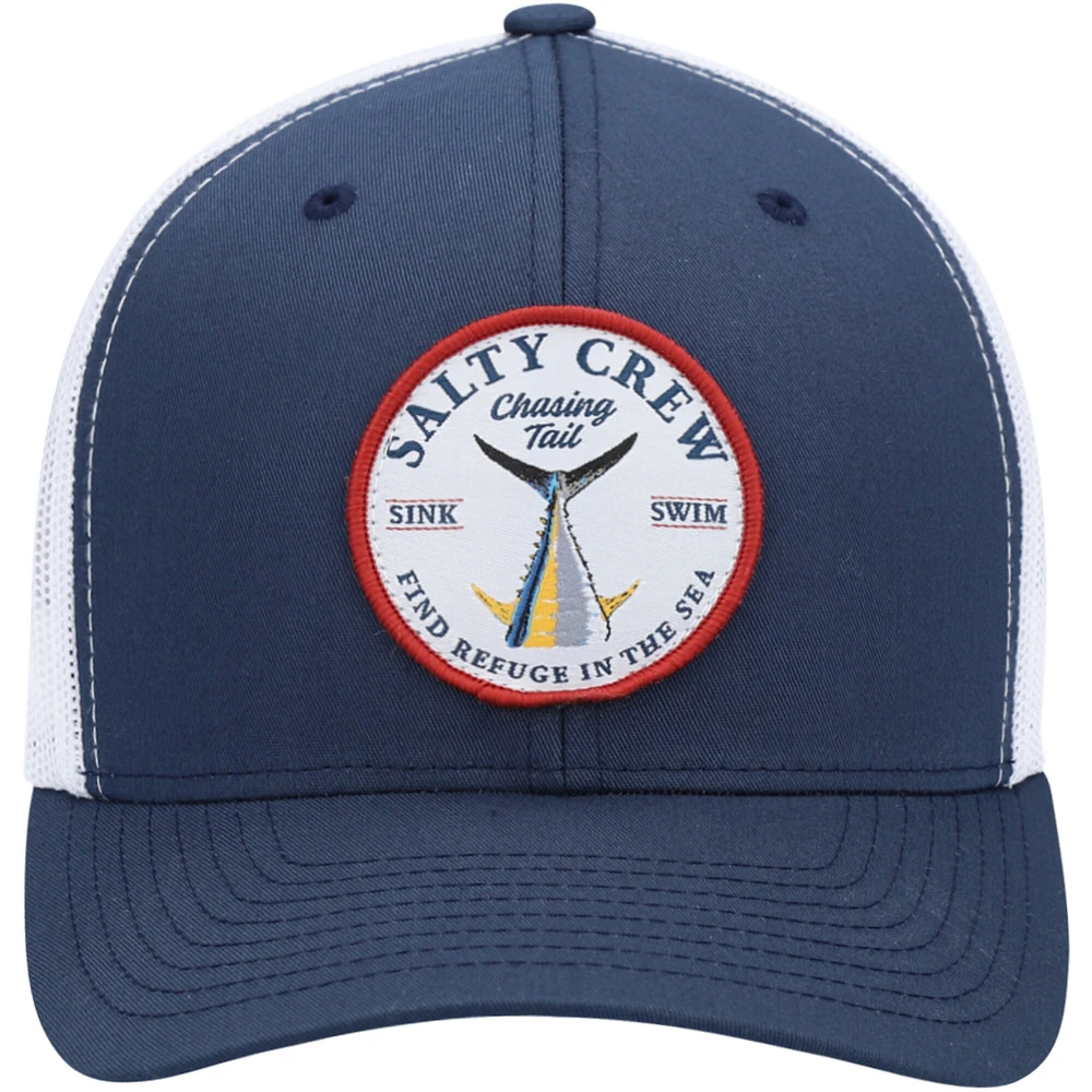 Men's Salty Crew Navy/White Bottom Dweller Retro Trucker Snapback Hat