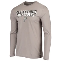 Ensemble de pyjama à manches longues et pantalon San Antonio Spurs Concepts Sport gris/noir pour homme