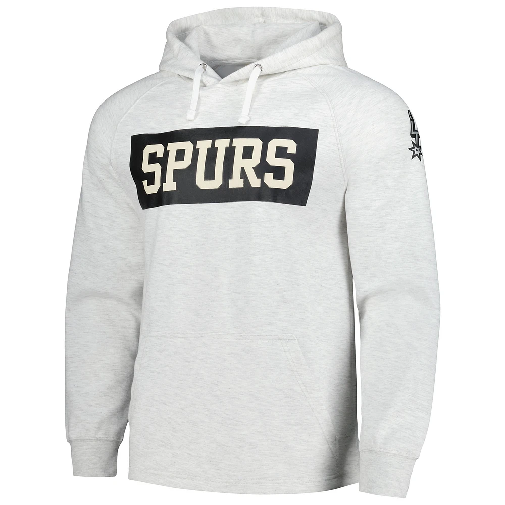 Fanatics Ash San Antonio Spurs Softhand Raglan Tri-Blend Pull à capuche pour hommes