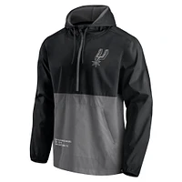 Men's Fanatics Black/Silver San Antonio Spurs Block Party Thrill Seeker - Half-Zip Hoodie Jacket