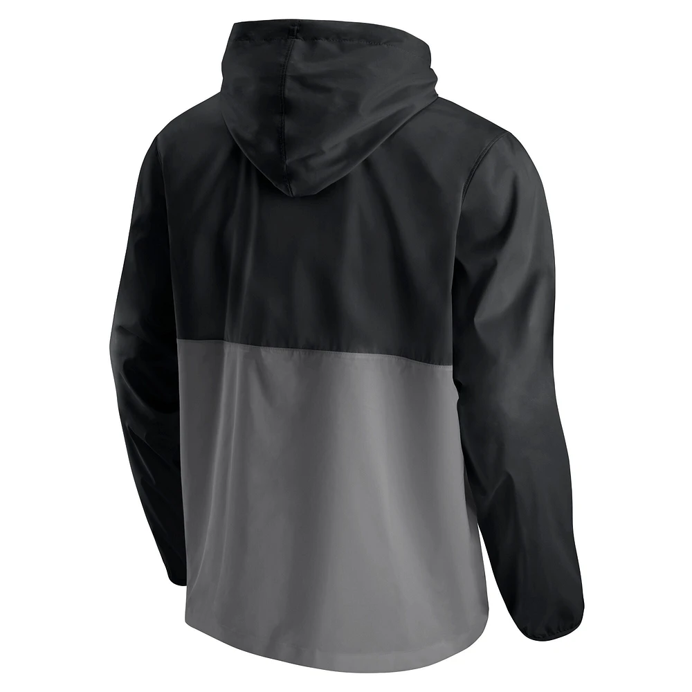 Men's Fanatics Black/Silver San Antonio Spurs Block Party Thrill Seeker - Half-Zip Hoodie Jacket