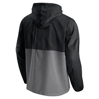 Men's Fanatics Black/Silver San Antonio Spurs Block Party Thrill Seeker - Half-Zip Hoodie Jacket