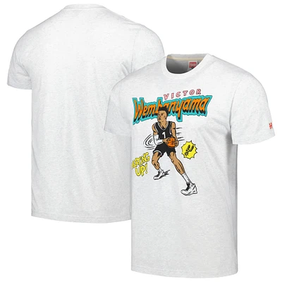 T-shirt à trois mélanges pour hommes, hommage Victor Wembanyama Ash, San Antonio Spurs, joueur de bande dessinée