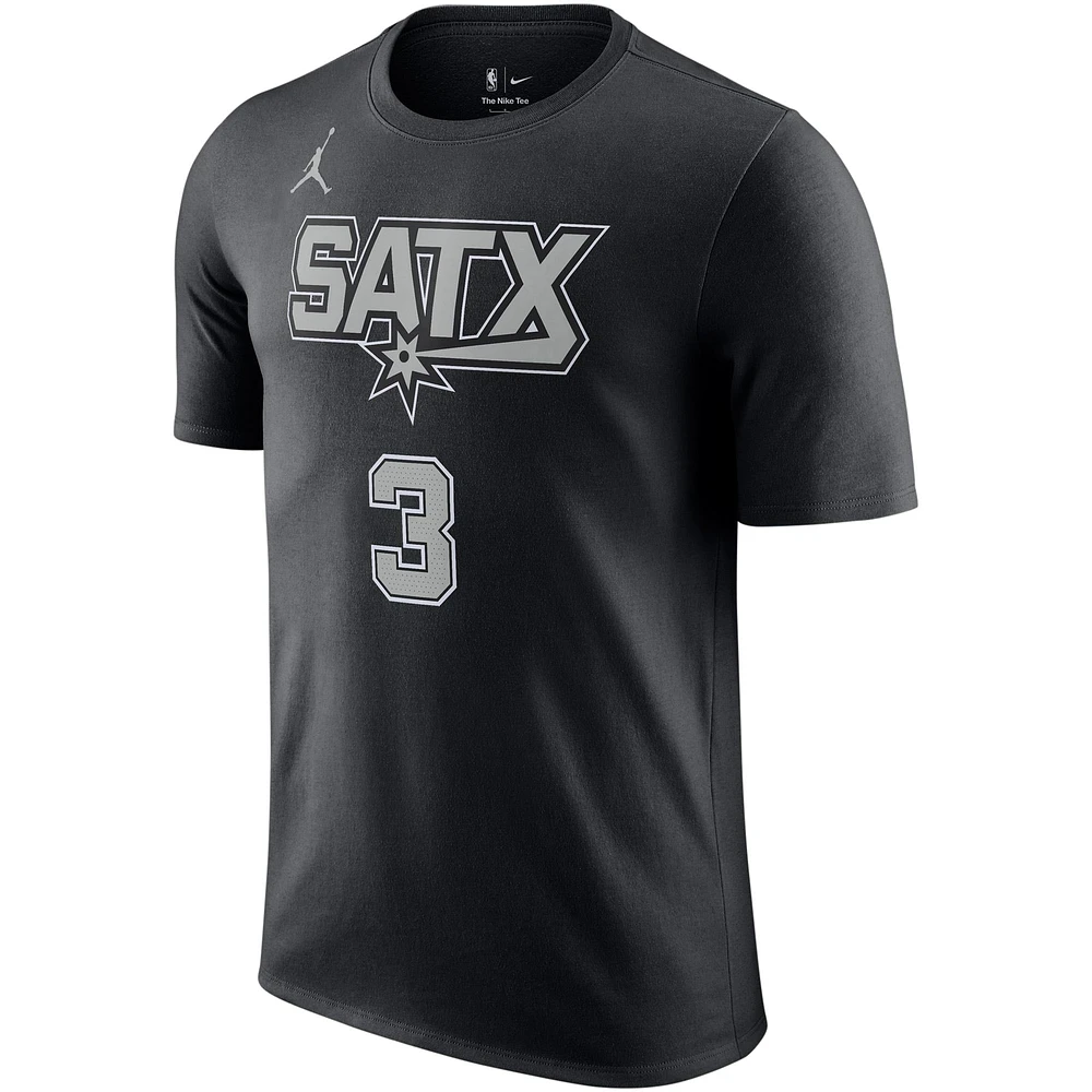 Men's Jordan Brand Keldon Johnson Black San Antonio Spurs 2022/23 Statement Edition Name & Number T-Shirt