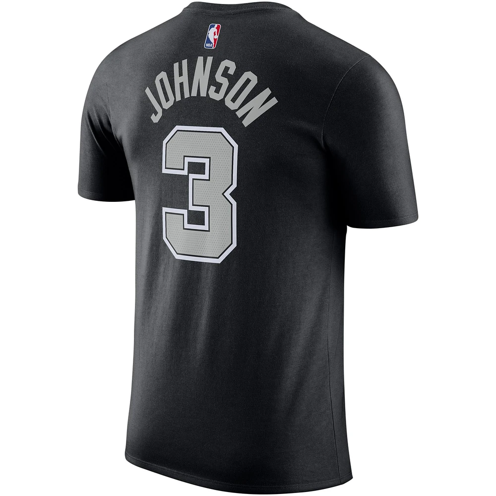 Men's Jordan Brand Keldon Johnson Black San Antonio Spurs 2022/23 Statement Edition Name & Number T-Shirt
