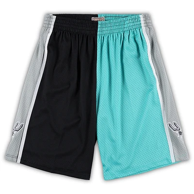 Mitchell & Ness pour homme Noir/bleu sarcelle San Antonio Spurs Big Tall Hardwood Classics Split Swingman Short
