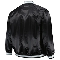 Men's Mitchell & Ness Black San Antonio Spurs Big Tall Hardwood Classics Wordmark Satin Raglan Full-Zip Jacket