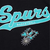 Men's Mitchell & Ness Black San Antonio Spurs Hardwood Classics Felt Applique Slub T-Shirt