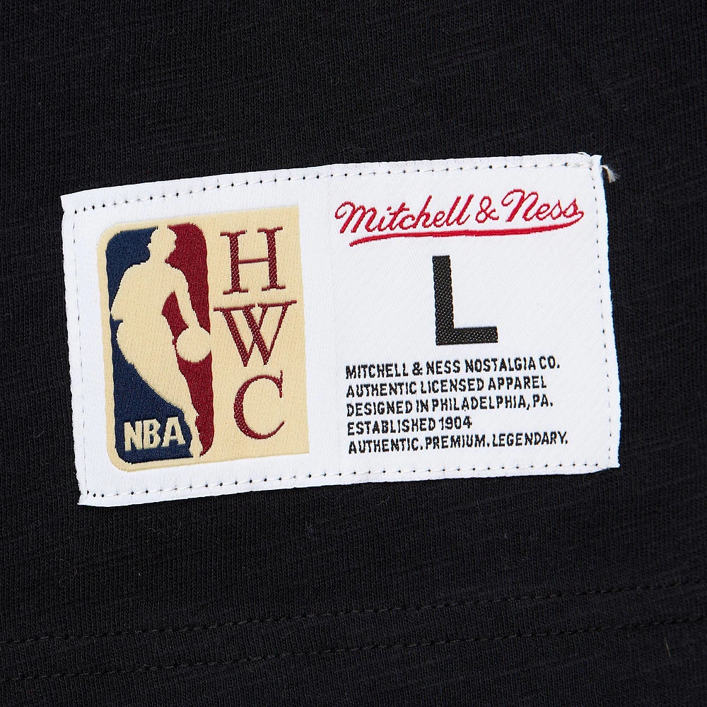Men's Mitchell & Ness Black San Antonio Spurs Hardwood Classics Felt Applique Slub T-Shirt