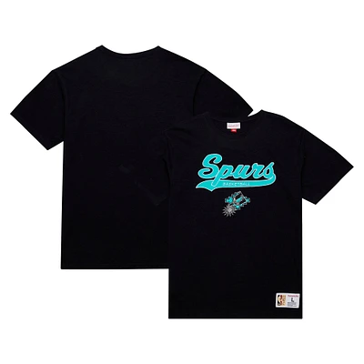 T-shirt noir à appliqué en feutre Hardwood Classics de San Antonio Spurs Mitchell & Ness pour homme
