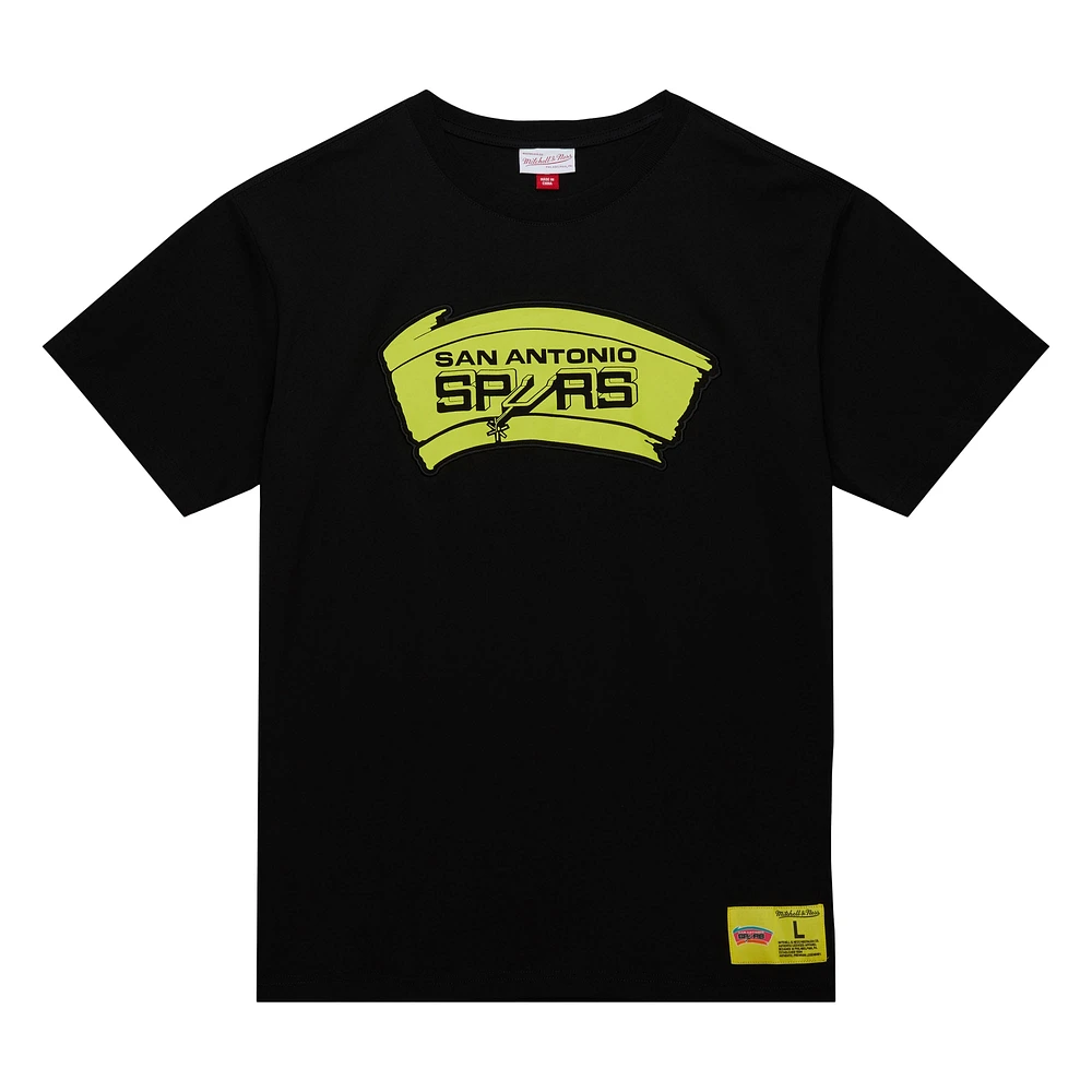 Men's Mitchell & Ness Black San Antonio Spurs Hardwood Classics Neon Nights Premium T-Shirt