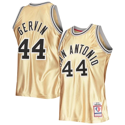 Men's Mitchell & Ness George Gervin Gold San Antonio Spurs 75th Anniversary 1977/78 Hardwood Classics Swingman Jersey