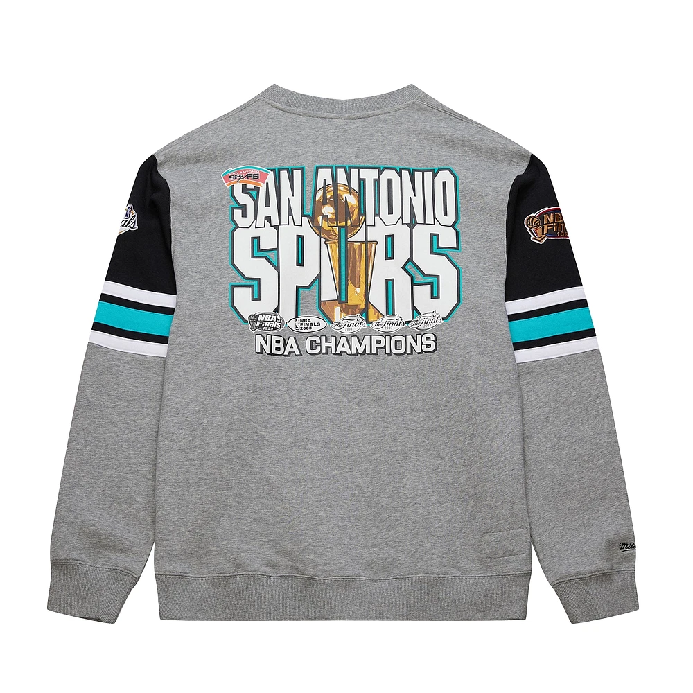 Men's Mitchell & Ness Heather Gray San Antonio Spurs Hardwood Classics All Over 4.0 Pullover Sweatshirt