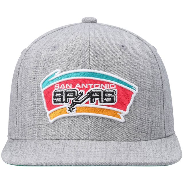 Casquette Snapback Mitchell & Ness Heathered Grey San Antonio Spurs Hardwood Classics Team 2.0 pour hommes