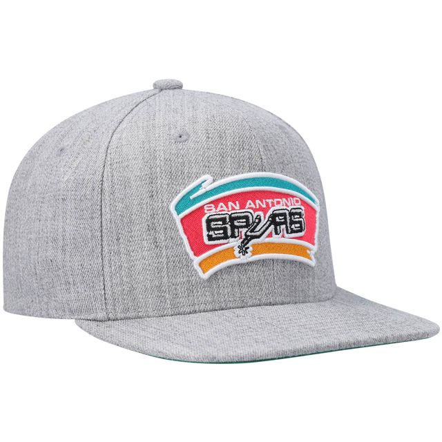 Casquette Snapback Mitchell & Ness Heathered Grey San Antonio Spurs Hardwood Classics Team 2.0 pour hommes