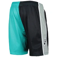Men's Mitchell & Ness Teal/Black San Antonio Spurs Hardwood Classics 1998 Split Swingman Shorts