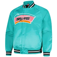 Men's Mitchell & Ness  Teal San Antonio Spurs Hardwood Classics Throwback Wordmark Raglan Full-Snap Jacket