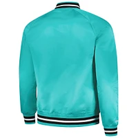 Men's Mitchell & Ness  Teal San Antonio Spurs Hardwood Classics Throwback Wordmark Raglan Full-Snap Jacket