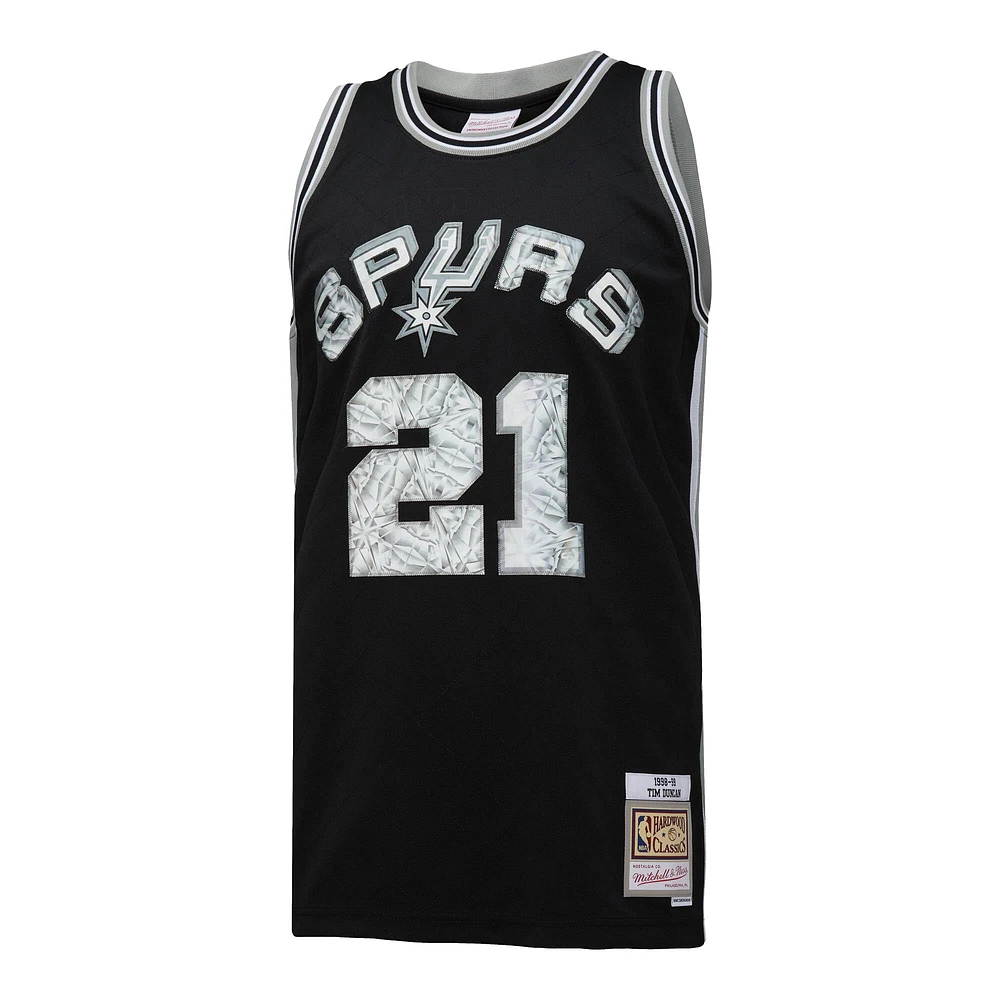 Men's Mitchell & Ness Tim Duncan Black San Antonio Spurs 1998/99 Hardwood Classics 75th Anniversary Diamond Swingman - Jersey